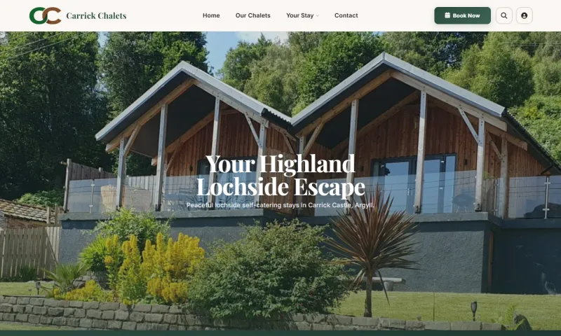Carrick Chalets — website screenshot