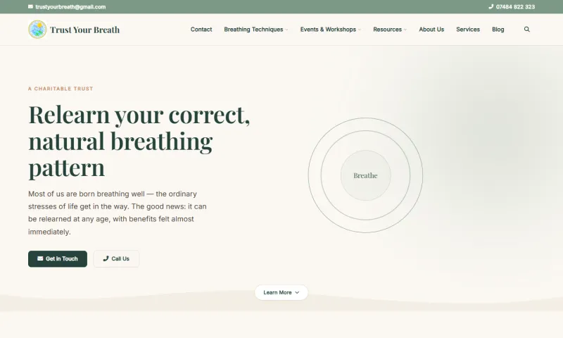 Trust Your Breath — website screenshot